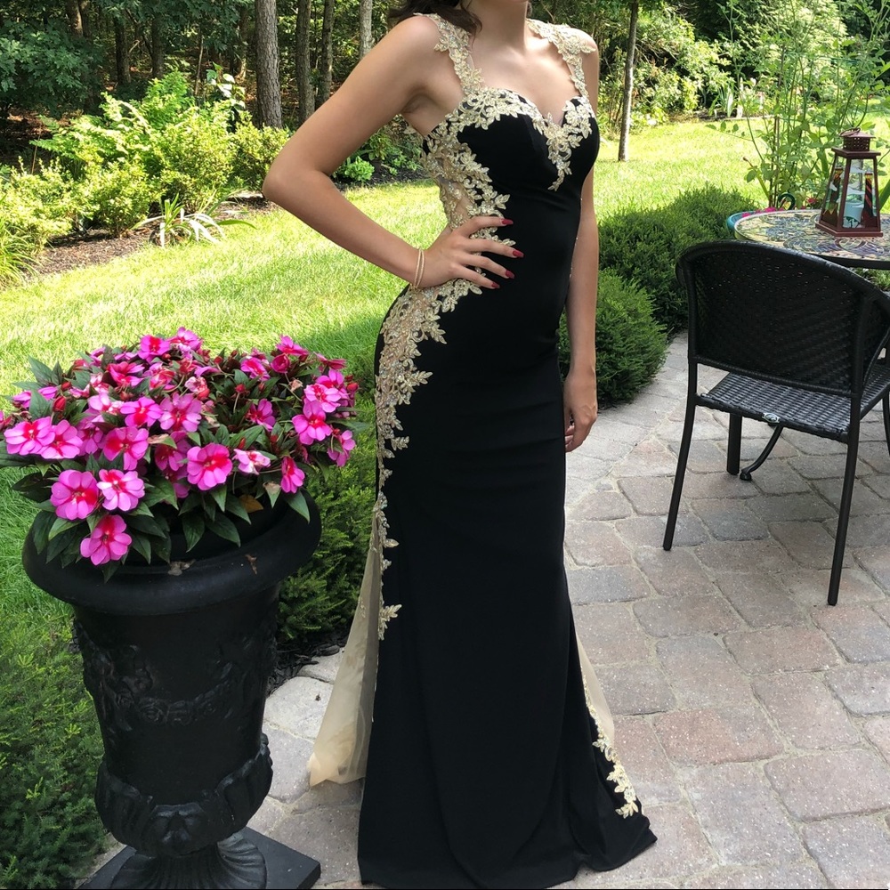 Black and Gold Prom Dress